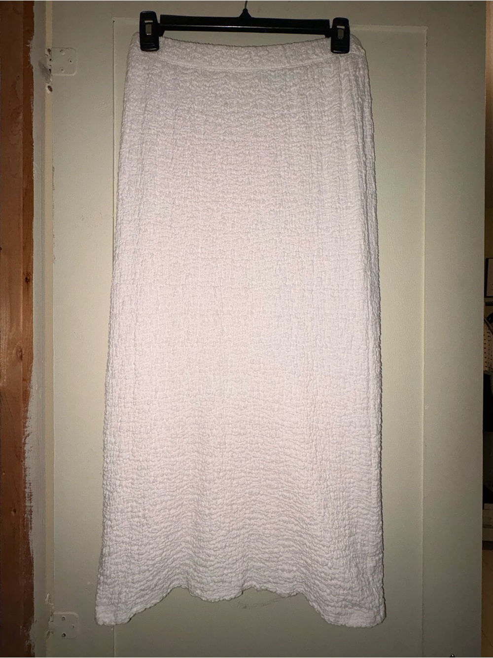 Textured White Midi Skirt